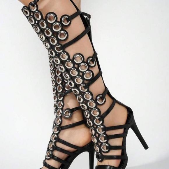 Lalalyn Black Gunmetal Heels Cape Robbin 6.5W - Picture 2 of 8